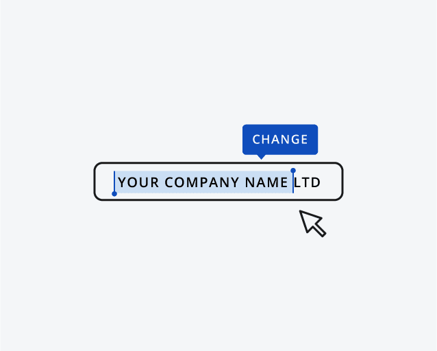 Illustration of a company name being changed