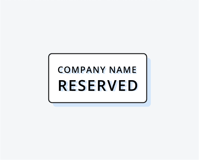 Illustration of a stamp saying "company name reserved"